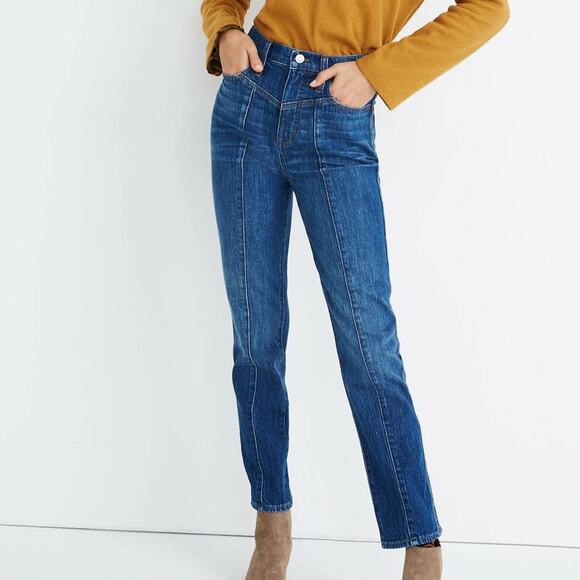 Madewell Classic Straight Jean Front Seam High Rise Bandry Dark Wash Size 31 - Picture 1 of 8